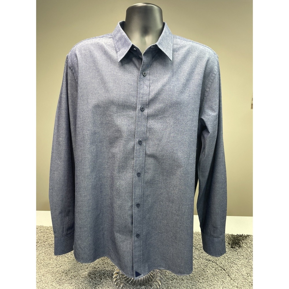 Untuckit  Chambray Shirt Men XXL Blue Button Front LS